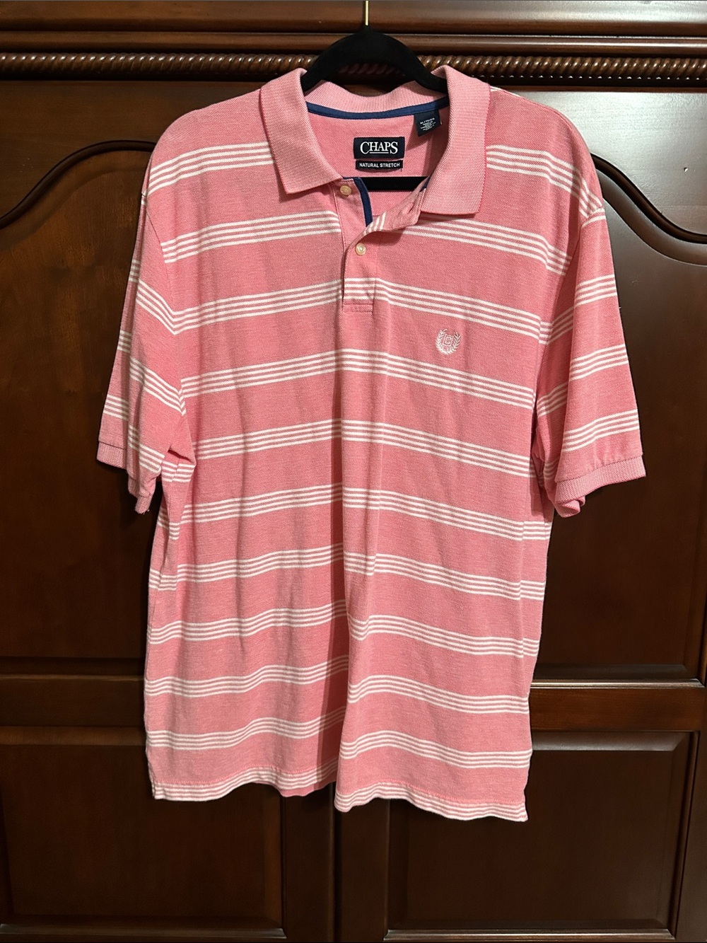 Chaps Men’s Red and White Striped Polo Shirt